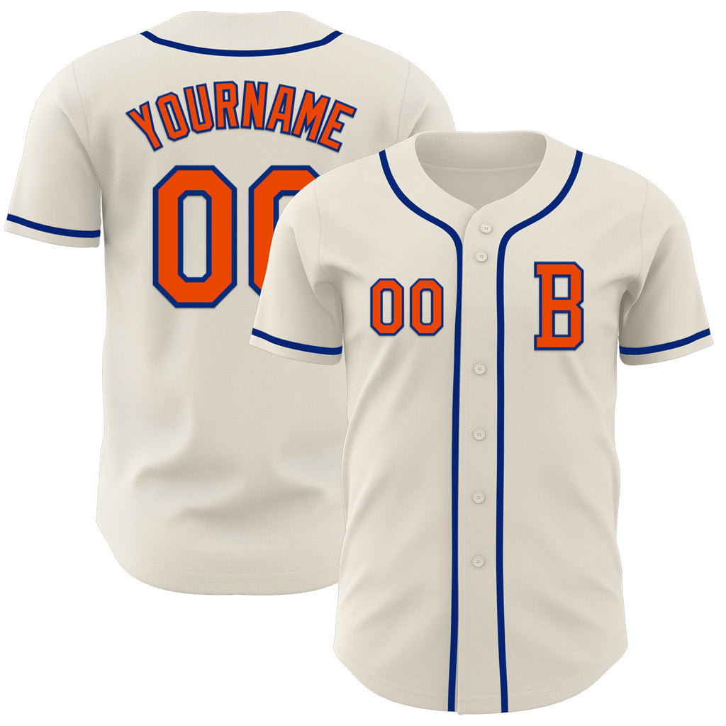 Custom Cream Orange-Royal Authentic Baseball Jersey