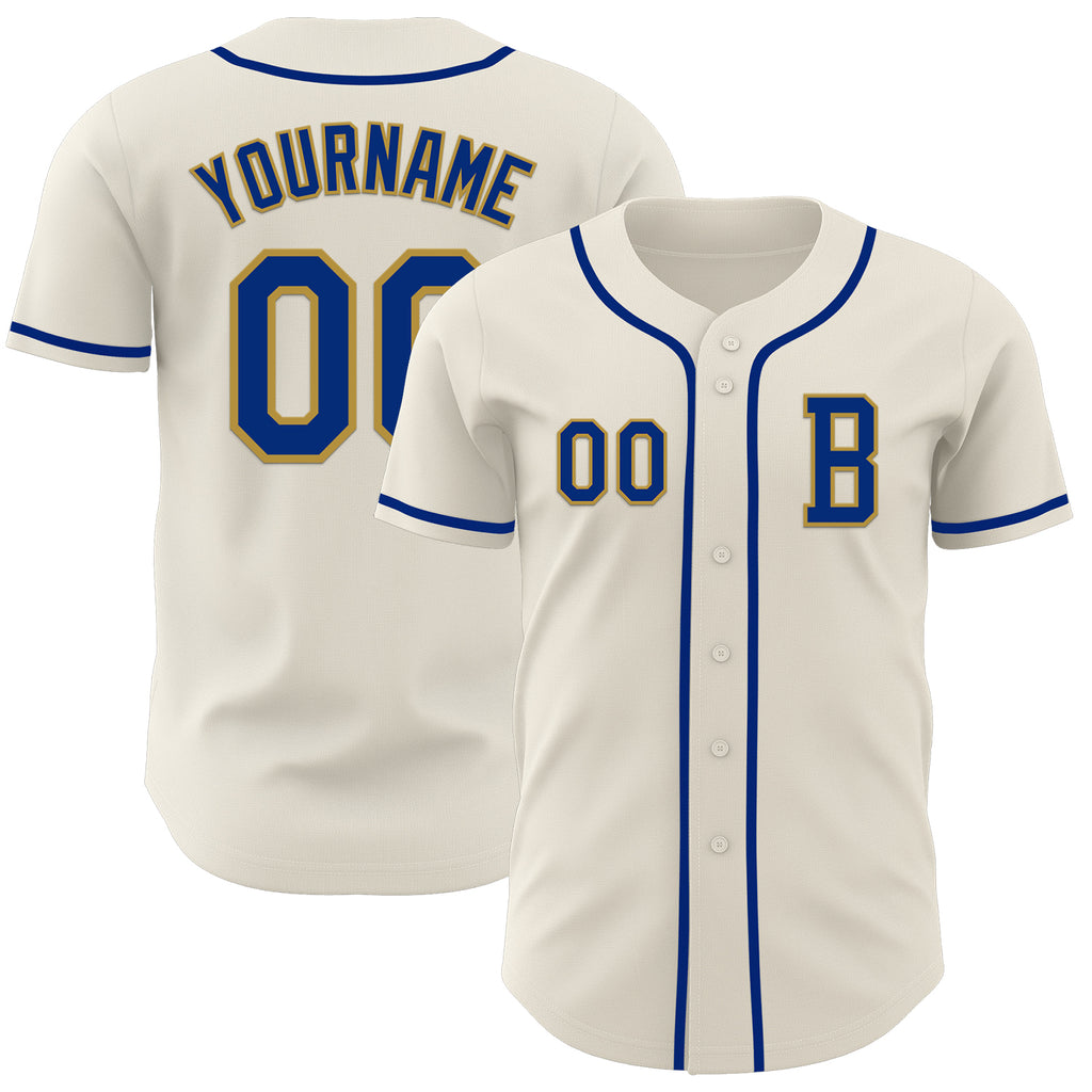 Custom Cream Royal-Old Gold Authentic Baseball Jersey