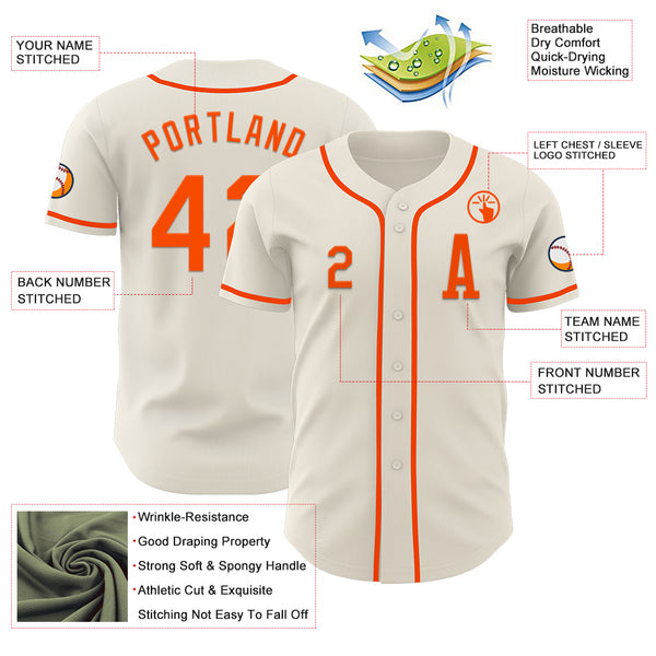 Custom Cream Orange Authentic Baseball Jersey