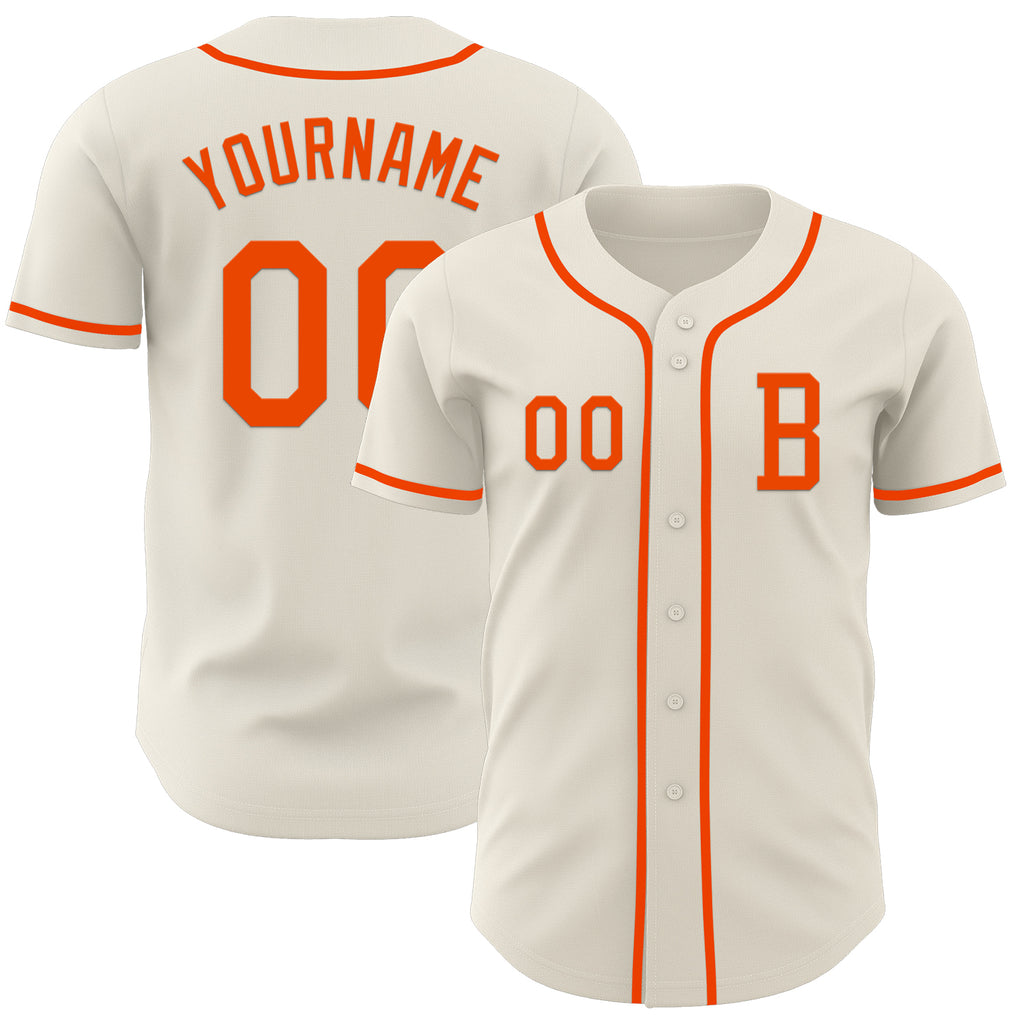 Custom Cream Orange Authentic Baseball Jersey