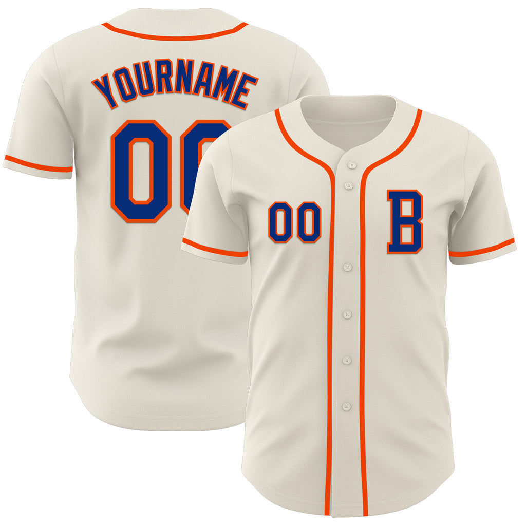 Custom Cream Royal-Orange Authentic Baseball Jersey