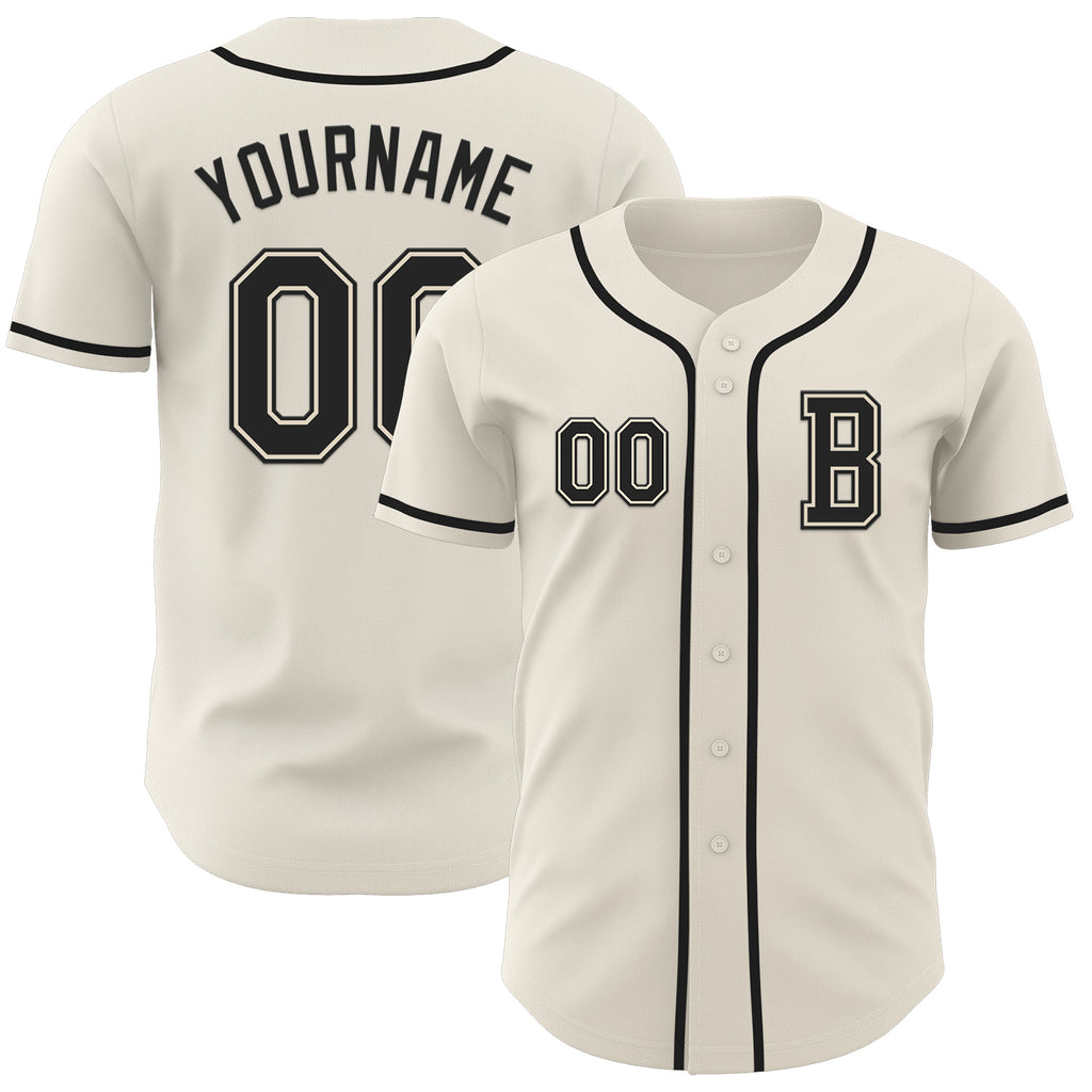 Custom Cream Black Authentic Baseball Jersey