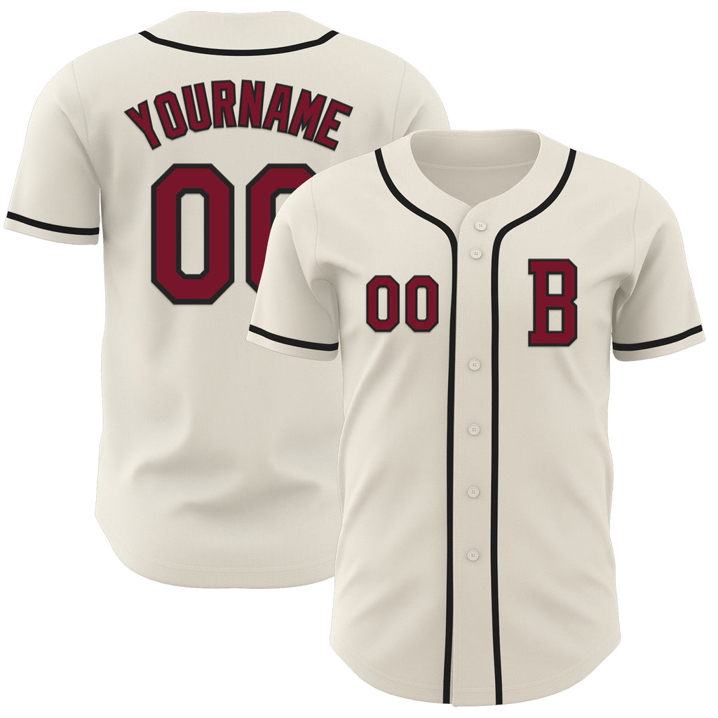 Custom Cream Crimson-Black Authentic Baseball Jersey