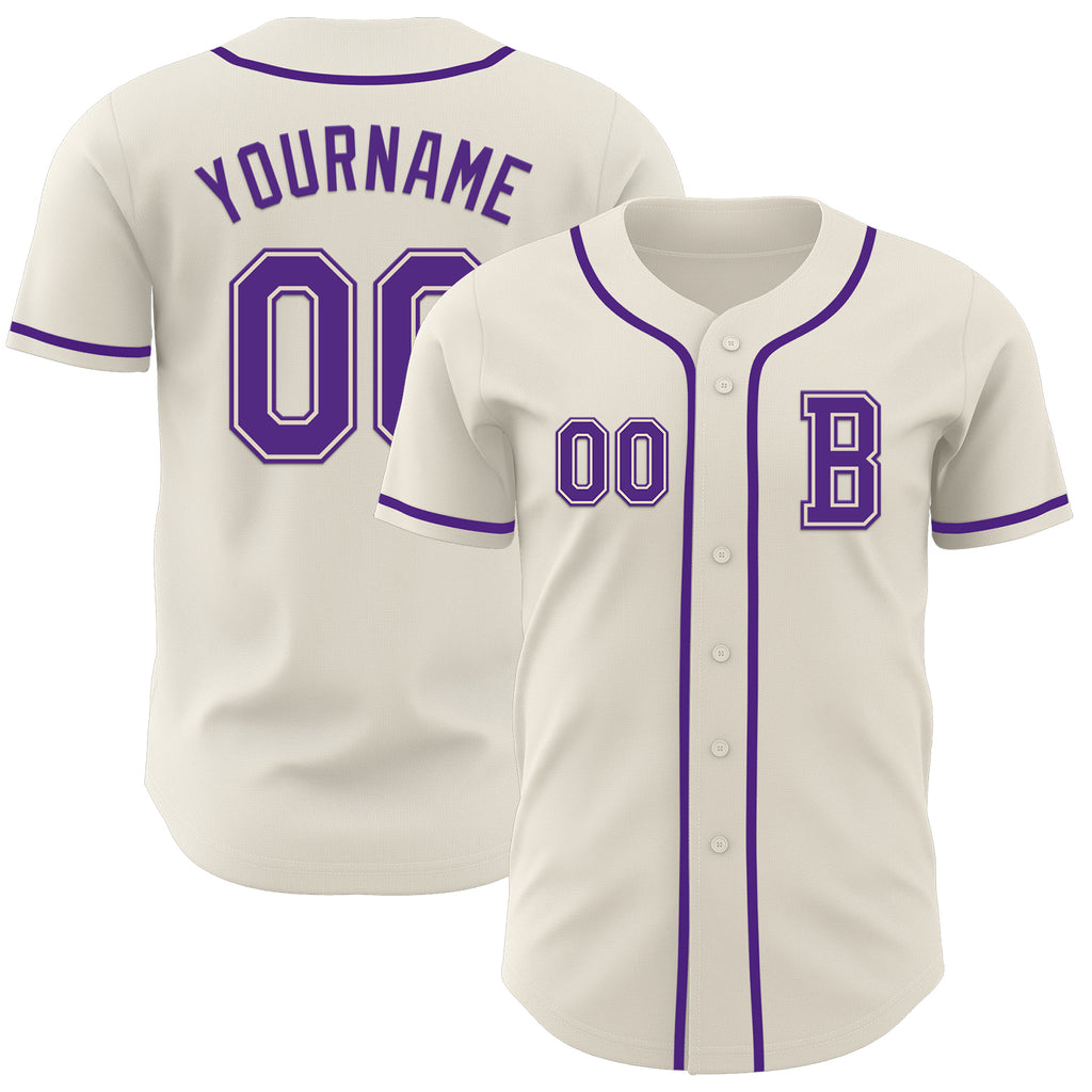 Custom Cream Purple Authentic Baseball Jersey