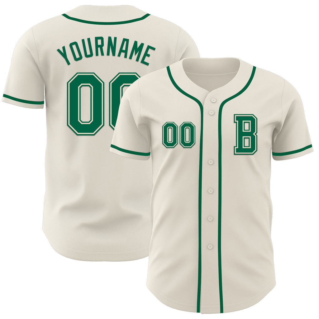 Custom Cream Kelly Green Authentic Baseball Jersey