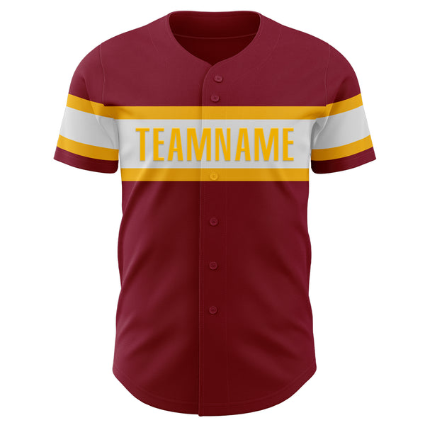 Custom Crimson White-Gold Authentic Baseball Jersey