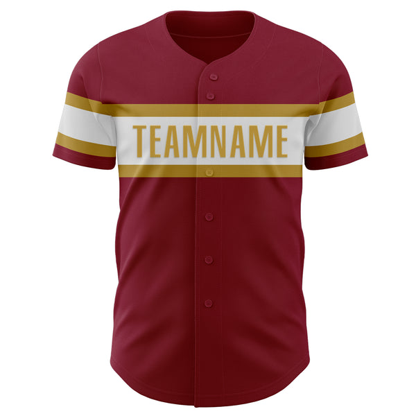 Custom Crimson White-Old Gold Authentic Baseball Jersey