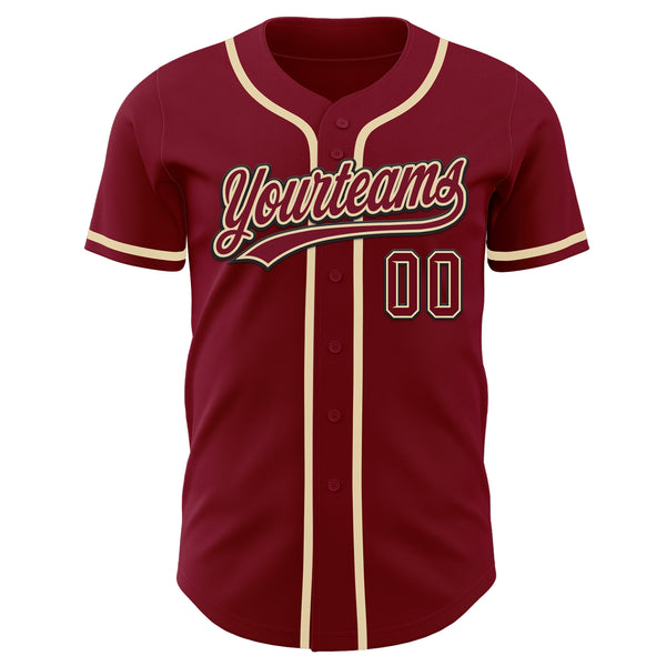 Custom Crimson Cream-Black Authentic Baseball Jersey