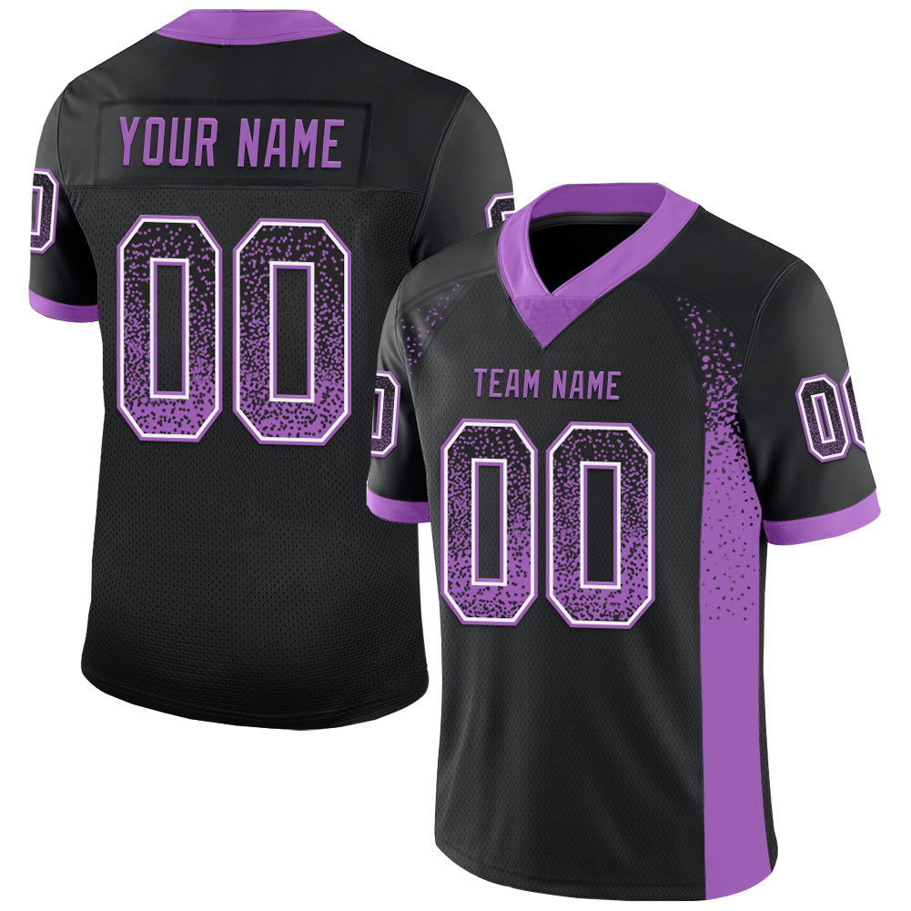 Custom Black Medium Purple-White Mesh Drift Fashion Football Jersey