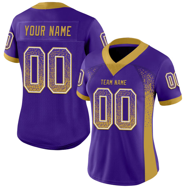 Custom Purple Old Gold-White Mesh Drift Fashion Football Jersey