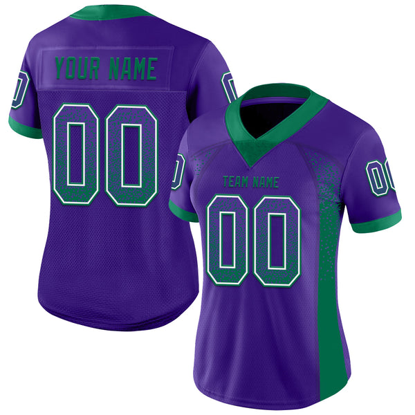 Custom Purple Kelly Green-White Mesh Drift Fashion Football Jersey