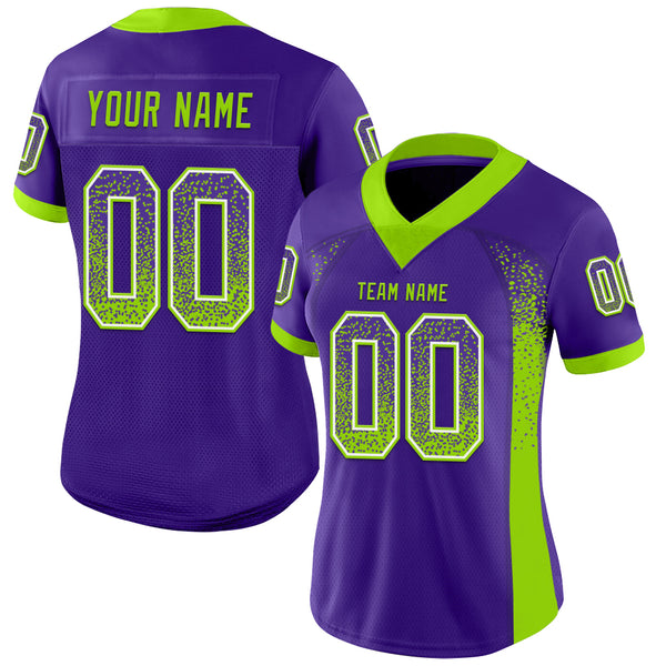 Custom Purple Neon Green-White Mesh Drift Fashion Football Jersey