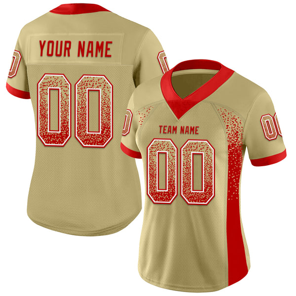 Custom Vegas Gold Red-White Mesh Drift Fashion Football Jersey