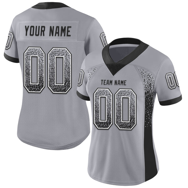 Custom Gray Black-White Mesh Drift Fashion Football Jersey