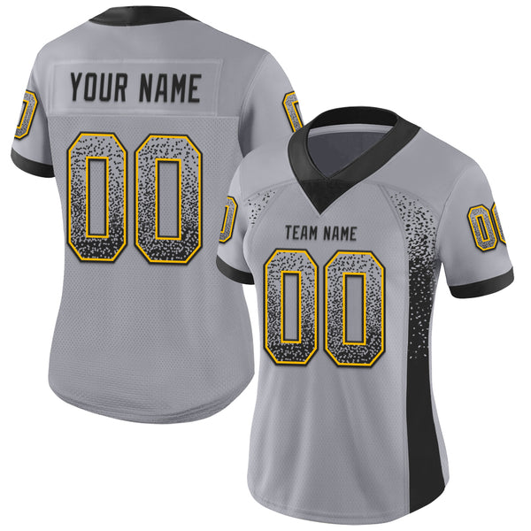 Custom Gray Black-Gold Mesh Drift Fashion Football Jersey