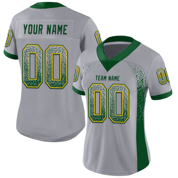 Custom Gray Green-Gold Mesh Drift Fashion Football Jersey