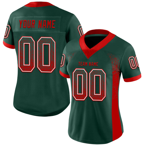 Custom Green Red-White Mesh Drift Fashion Football Jersey