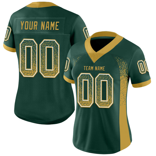 Custom Green Old Gold-White Mesh Drift Fashion Football Jersey