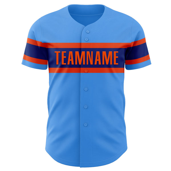 Custom Electric Blue Orange-Royal Authentic Baseball Jersey