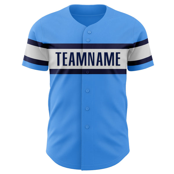 Custom Electric Blue Navy-White Authentic Baseball Jersey