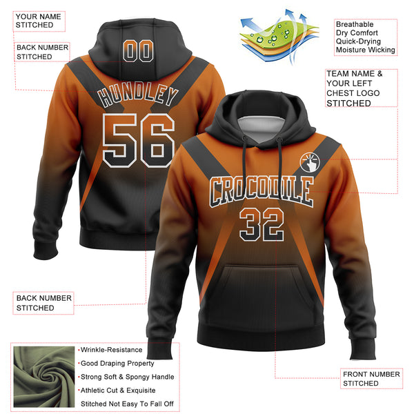 Custom Stitched Texas Orange Black-White Fade Fashion Arrow Sports Pullover Sweatshirt Hoodie