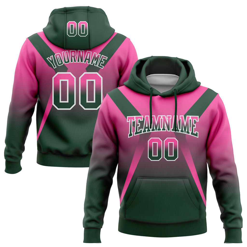 Custom Stitched Pink Green-White Fade Fashion Arrow Sports Pullover Sweatshirt Hoodie