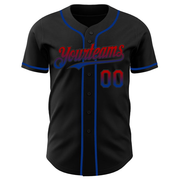 Custom Black Red-Royal Authentic Fade Fashion Baseball Jersey