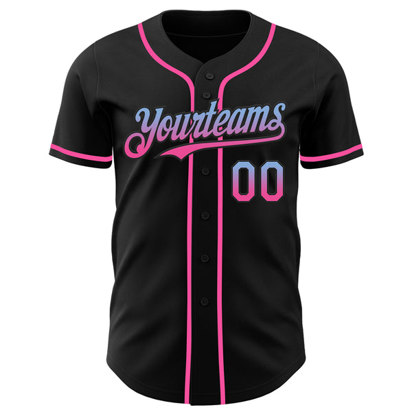 Custom Black Light Blue-Pink Authentic Fade Fashion Baseball Jersey