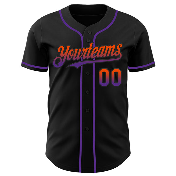 Custom Black Orange-Purple Authentic Fade Fashion Baseball Jersey