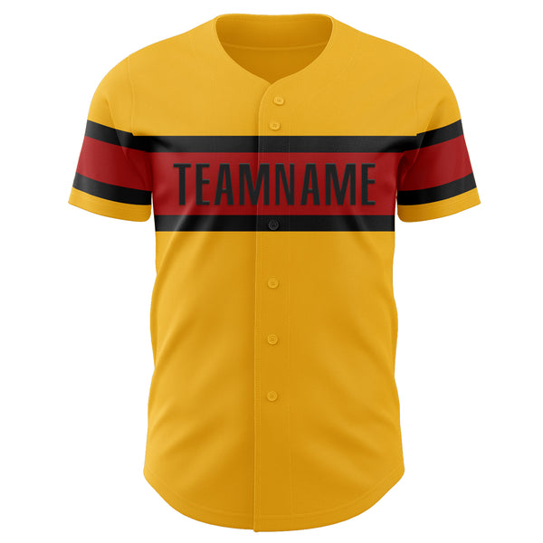 Custom Gold Red-Black Authentic Baseball Jersey