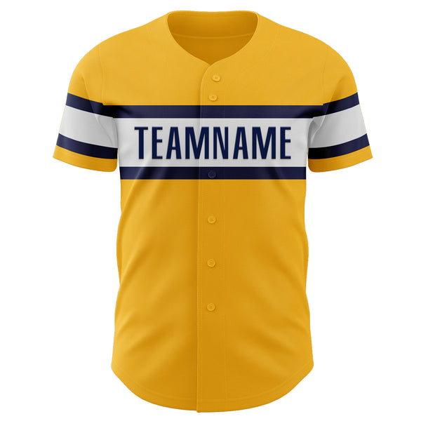 Custom Gold Navy-White Authentic Baseball Jersey