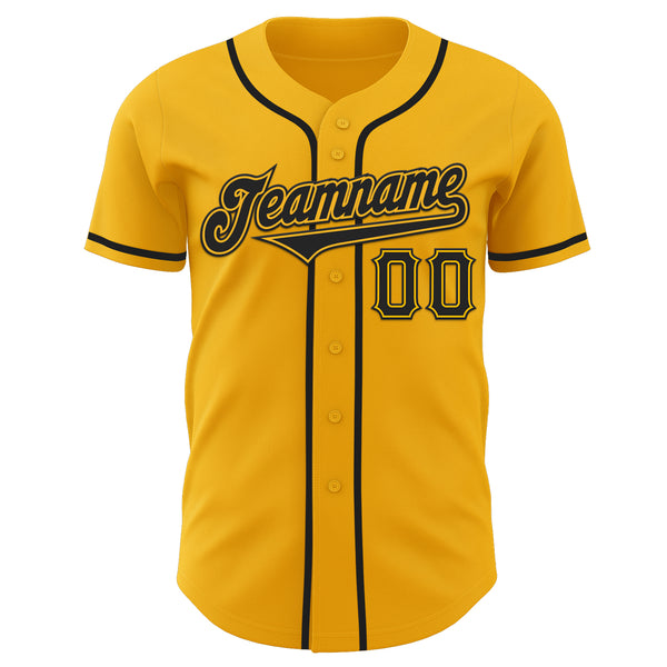 Custom Gold Black Authentic Baseball Jersey