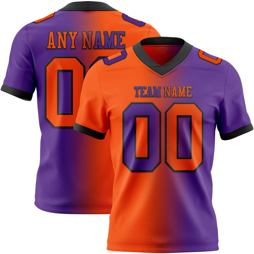 Custom Purple Orange-Black Mesh Authentic Gradient Fashion Football Jersey