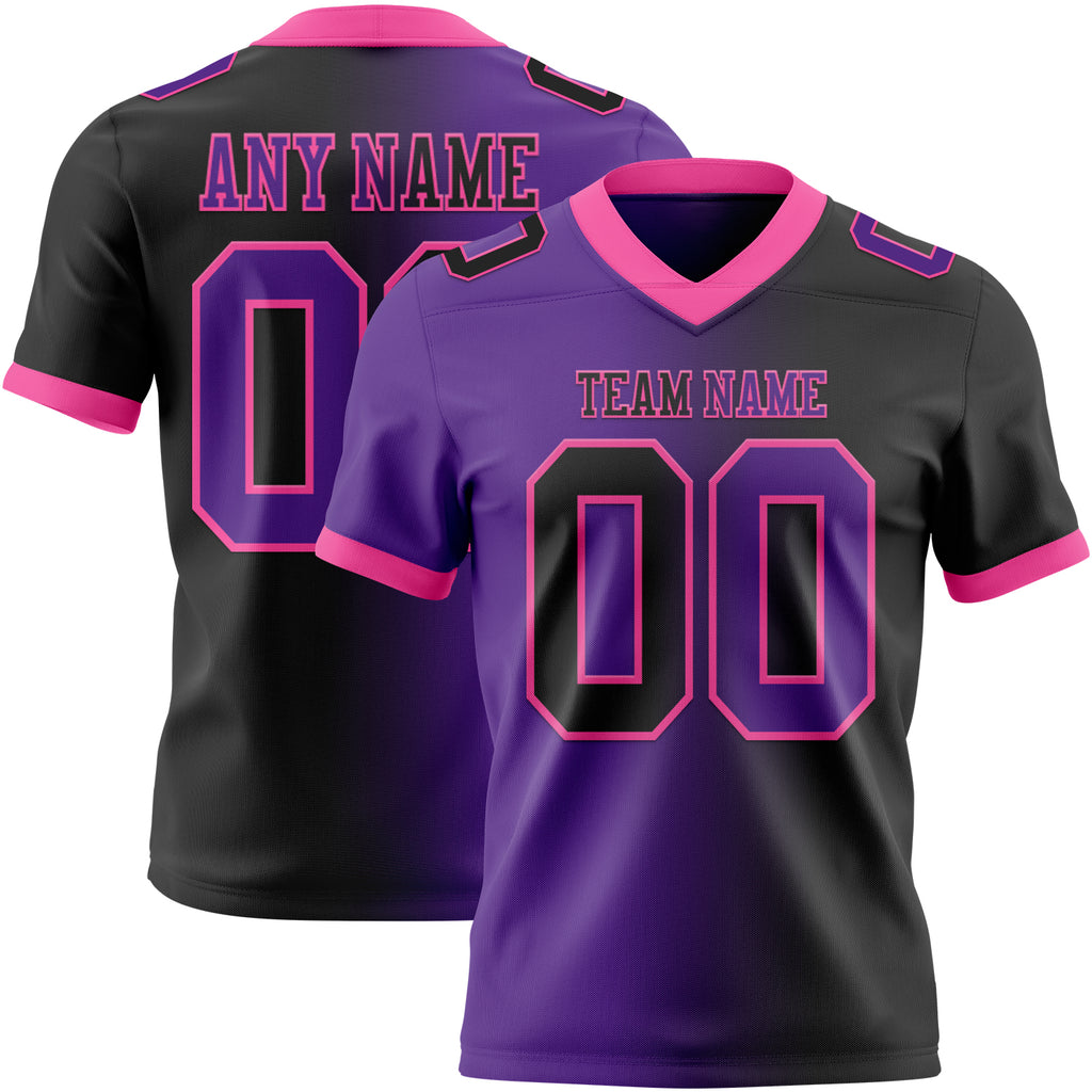 Custom Black Purple-Pink Mesh Authentic Gradient Fashion Football Jersey