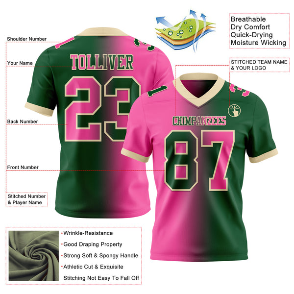 Custom Green Pink-Cream Mesh Authentic Gradient Fashion Football Jersey