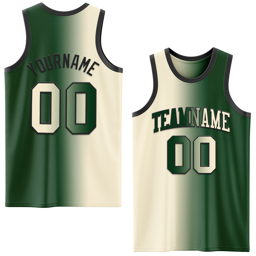 Custom Green Cream-Black Authentic Gradient Fashion Basketball Jersey