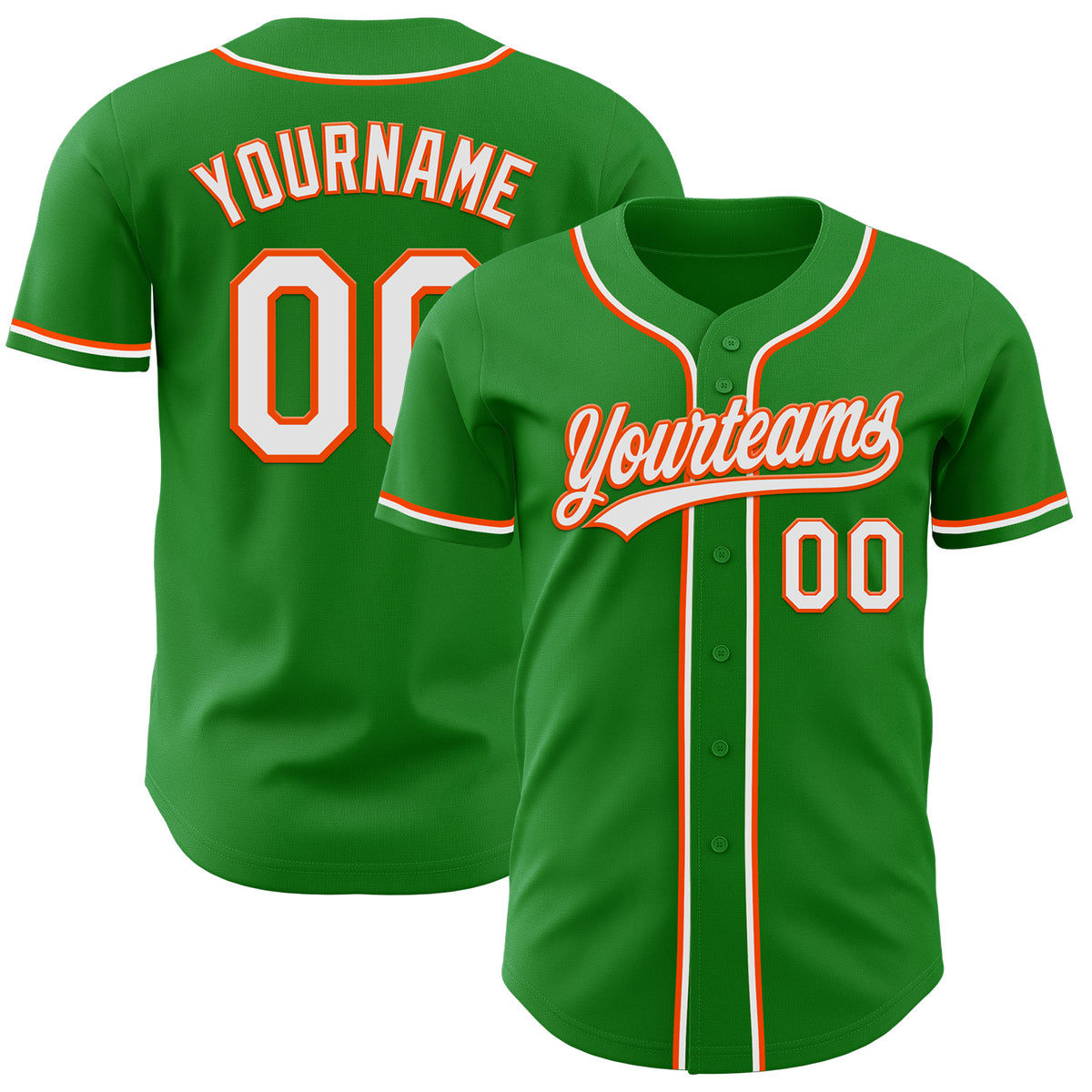 Custom Grass Green White-Orange Authentic Baseball Jersey Free Shipping ...