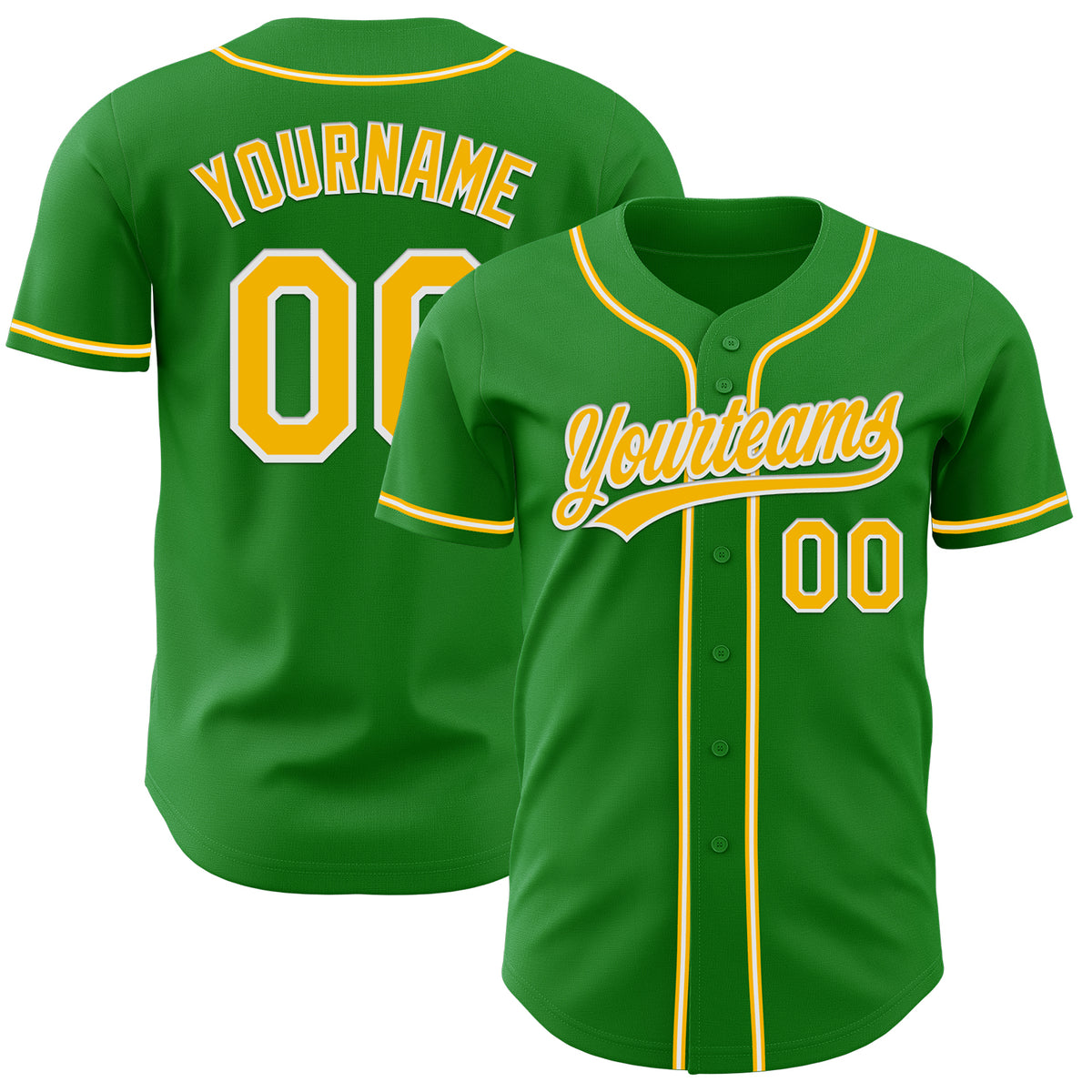 Custom Grass Green Gold-White Authentic Baseball Jersey Free Shipping ...