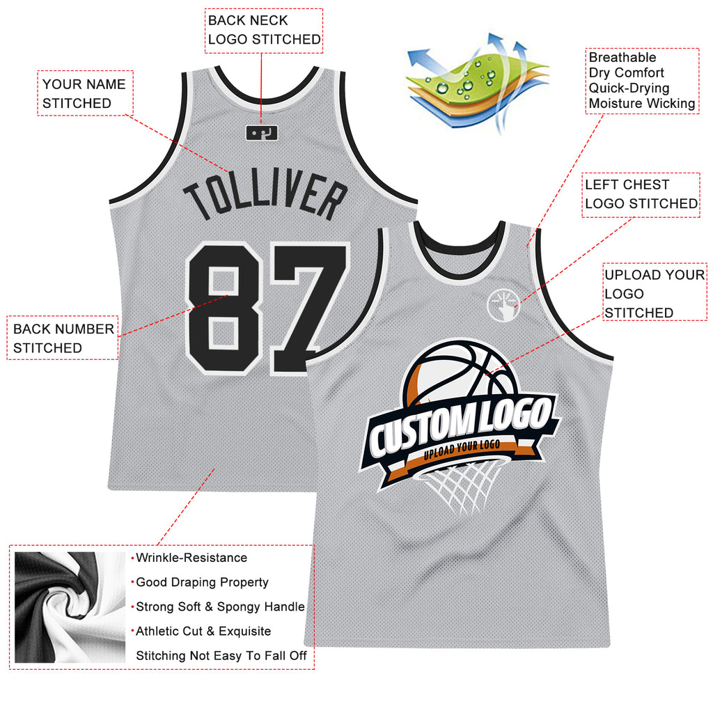 FIITG Custom Basketball Jersey Black White Round Neck