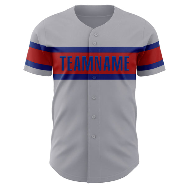 Custom Gray Red-Royal Authentic Baseball Jersey