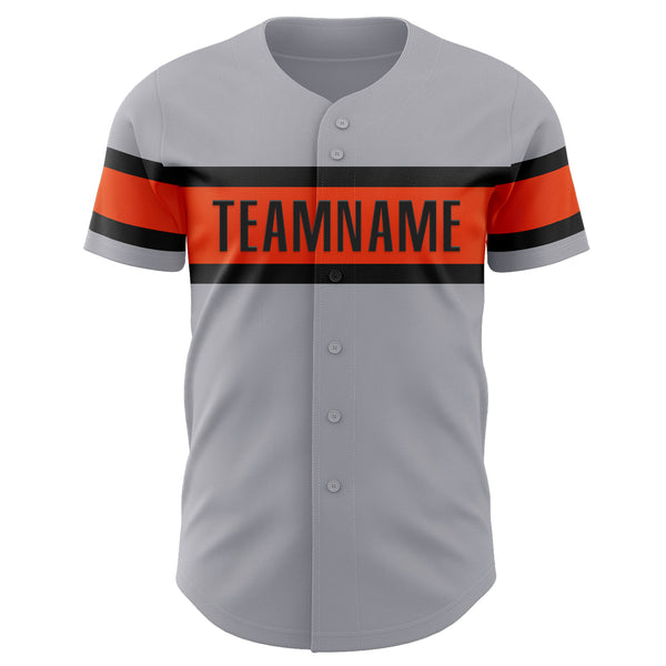 Custom Gray Black-Orange Authentic Baseball Jersey