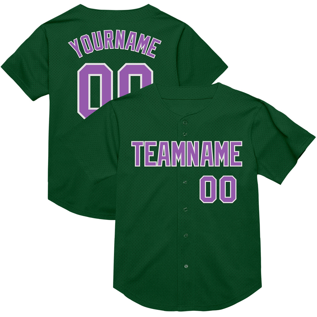 Custom Green Medium Purple-White Mesh Authentic Throwback Baseball Jersey