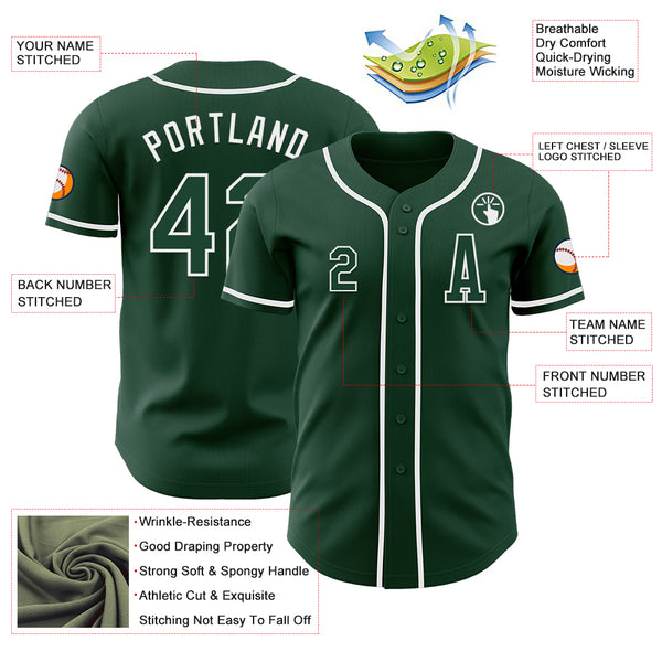 Custom Green White Authentic Baseball Jersey