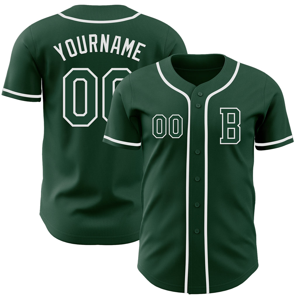 Custom Green White Authentic Baseball Jersey