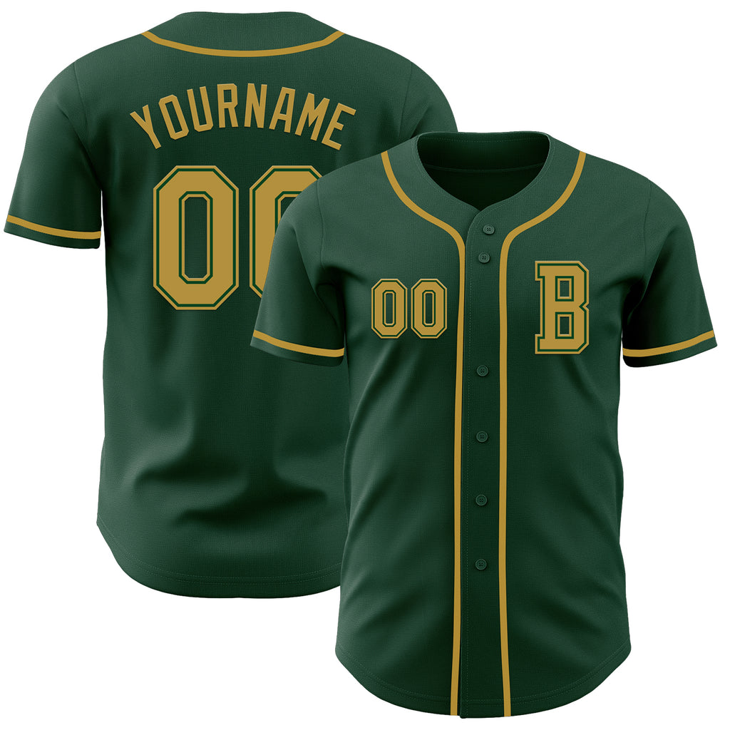 Custom Green Old Gold Authentic Baseball Jersey