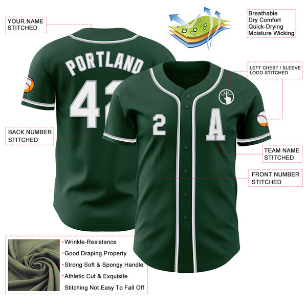 Custom Green White-Gray Authentic Baseball Jersey