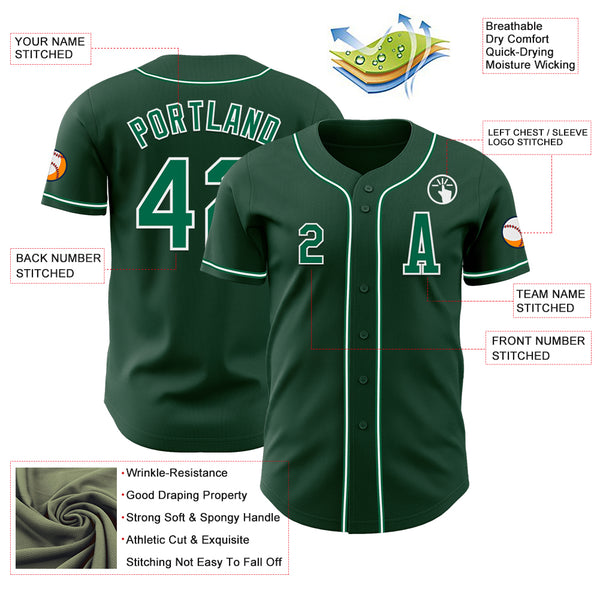 Custom Green Kelly Green-White Authentic Baseball Jersey