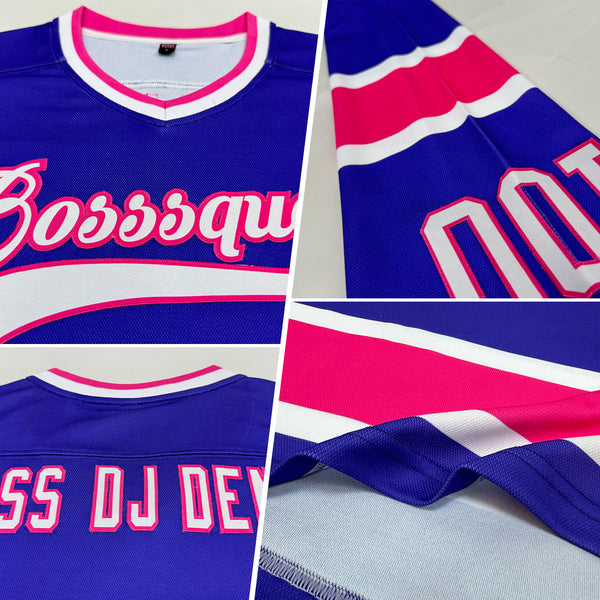 Custom Purple White-Pink Hockey Jersey