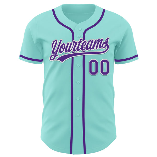 Custom Ice Blue Purple-White Authentic Baseball Jersey