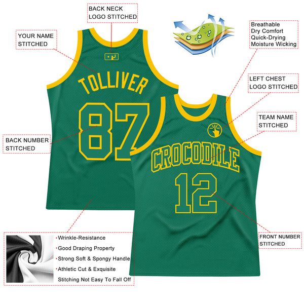 Custom Kelly Green Kelly Green-Gold Authentic Throwback Basketball Jersey